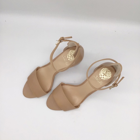 Vince Camuto Corlina nude heel beige leather 10 - Picture 3 of 5